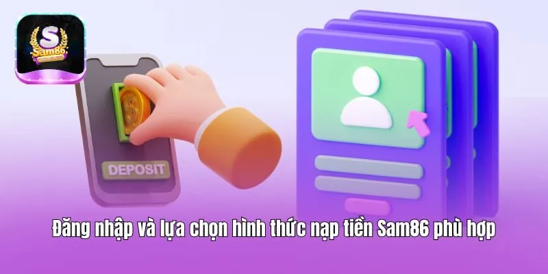 Đăng nhập và lựa chọn hình thức nạp tiền Sam86 phù hợp